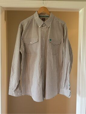 Cinch Beige and Light Gray Plaid Button-Down Shirt
